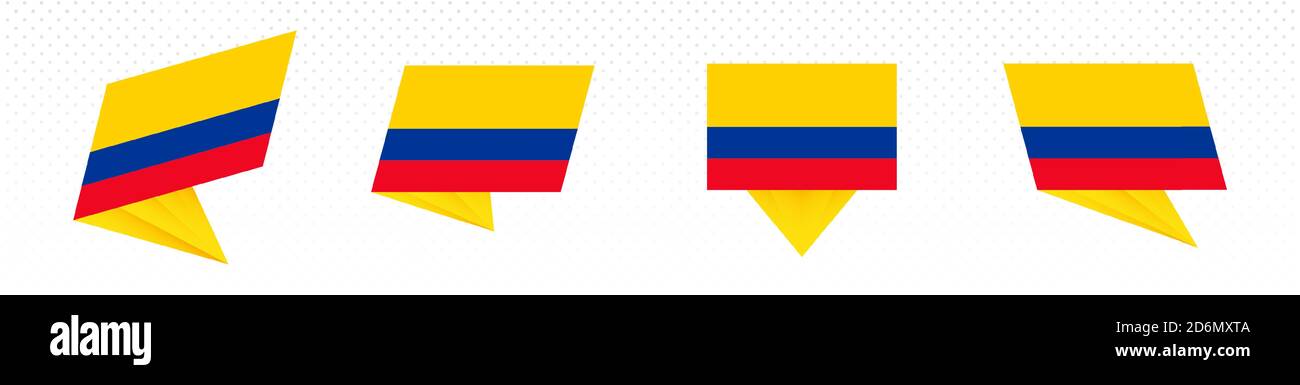 Drapeau de la Colombie dans le design moderne abstrait, ensemble de drapeaux vectoriels. Illustration de Vecteur