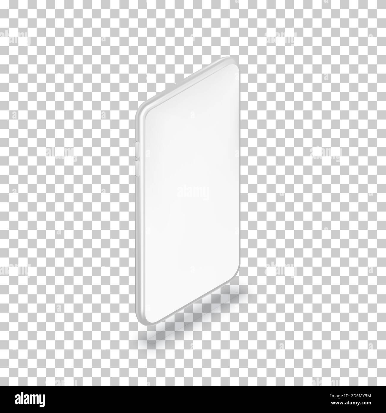 Modèle de maquette verticale pour smartphone. Vecteur 3D réaliste illustration isométrique de téléphone mobile en plastique blanc sur fond transparent. Vide Illustration de Vecteur