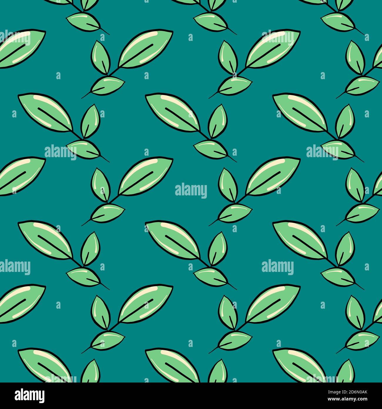 Feuilles vertes, motif sans couture sur fond vert foncé. Illustration de Vecteur
