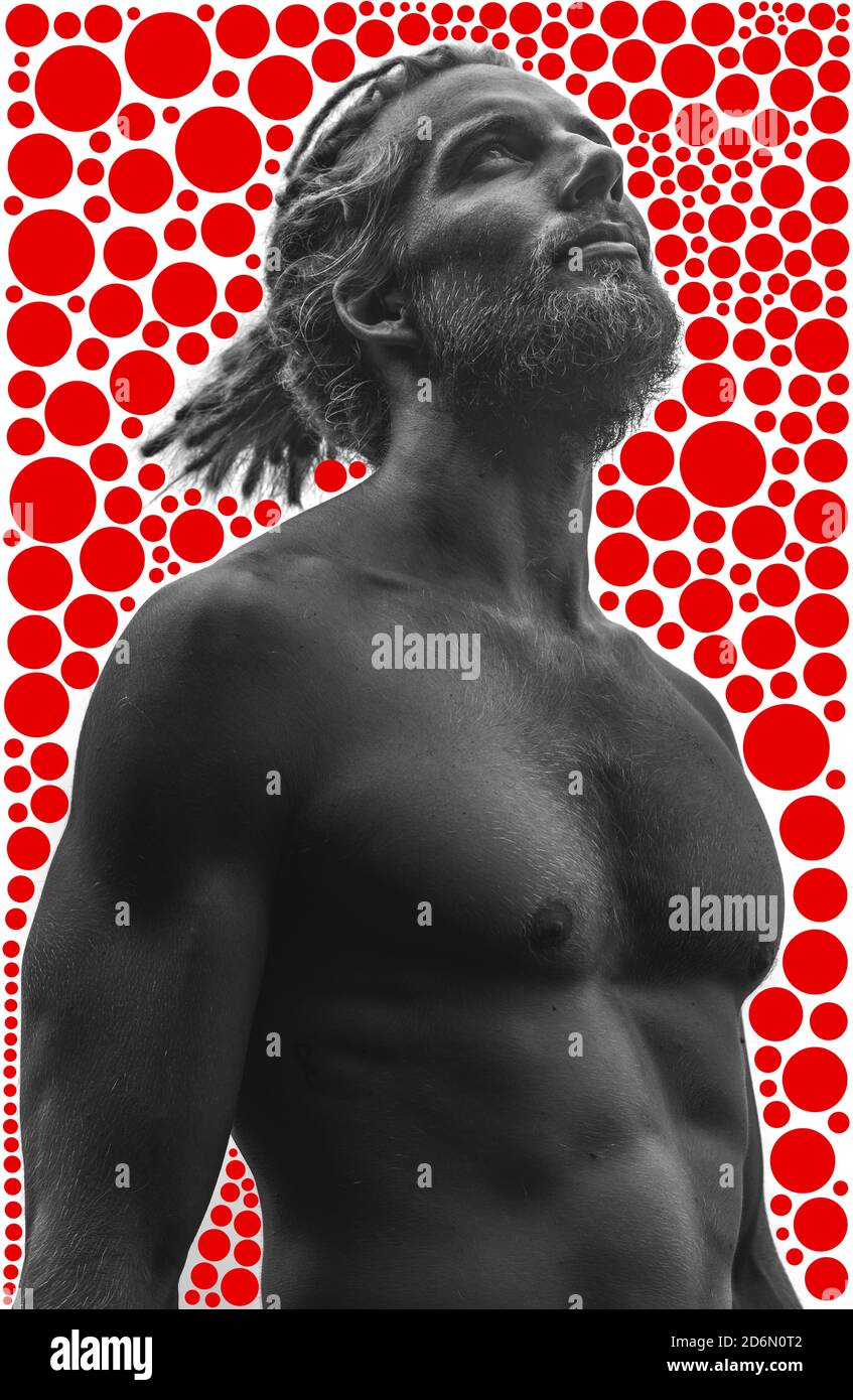 Un portrait combiné à des graphiques numériques Banque D'Images