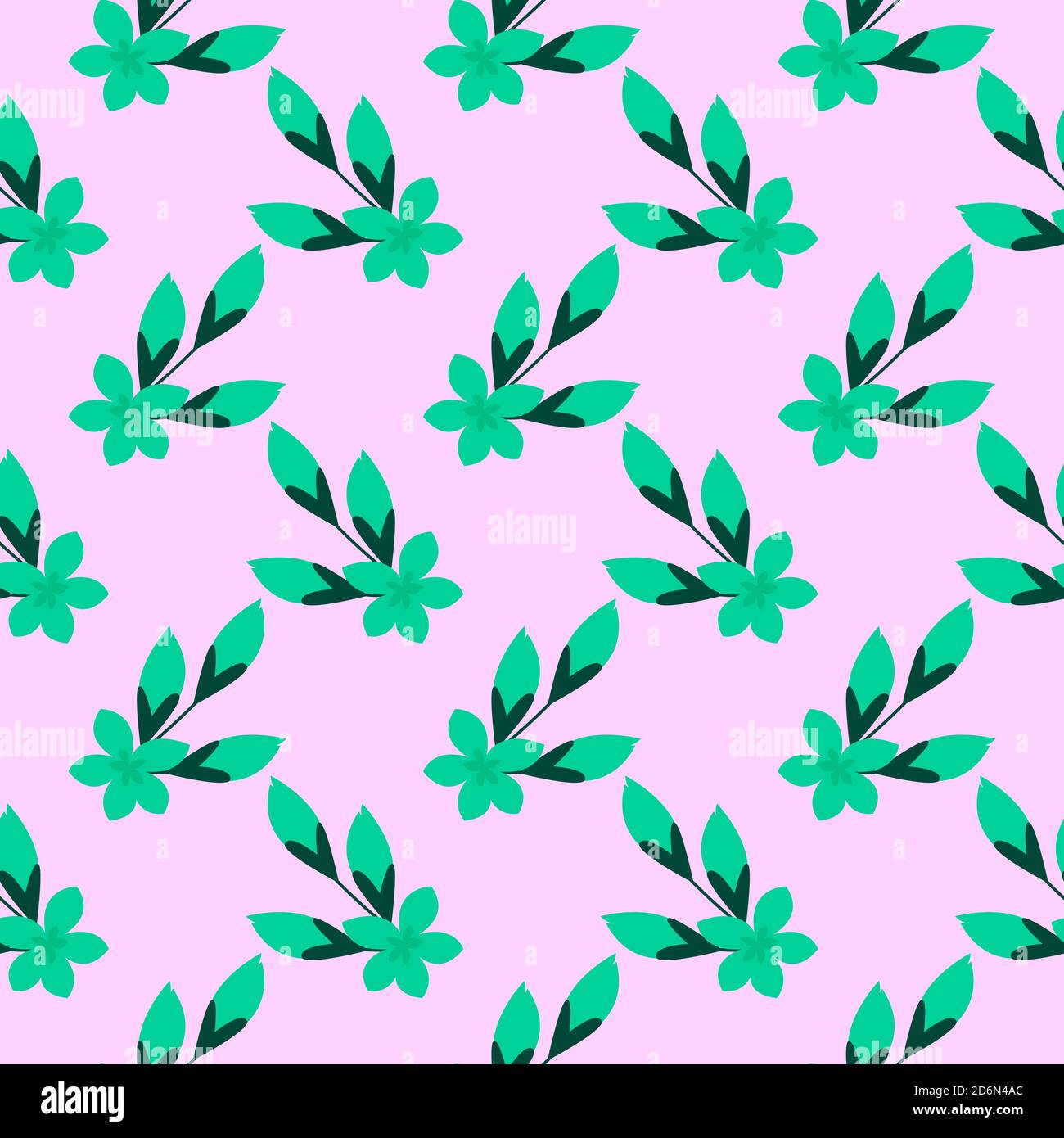 Plante verte, motif sans couture sur fond rose. Illustration de Vecteur