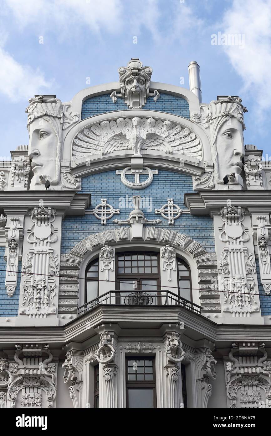 Maison Art Nouveau à Riga, la capitale lettone Banque D'Images