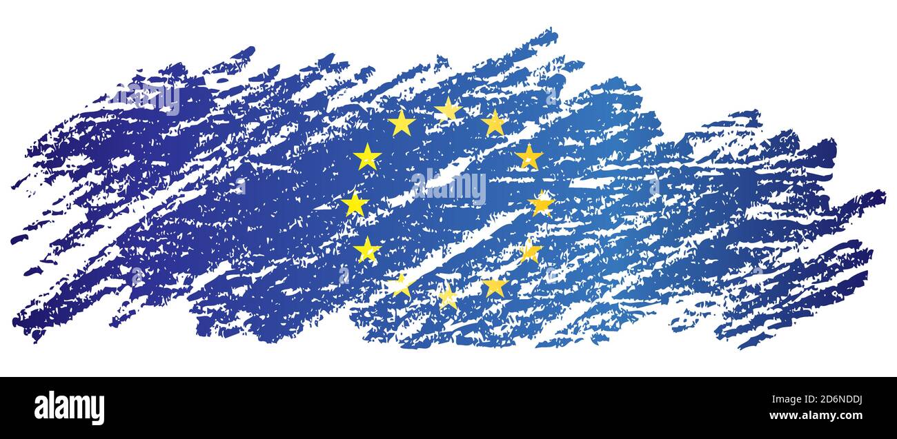 Drapeau de l'Europe, Union européenne. Illustration vectorielle colorée et lumineuse. Illustration de Vecteur