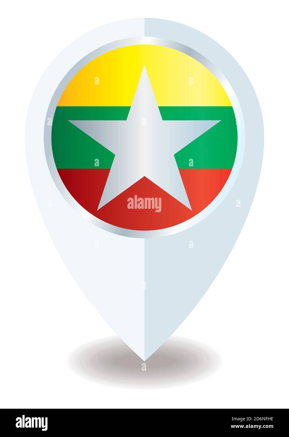 Drapeau du Myanmar, icône de lieu polyvalent, République de l'Union du Myanmar. Illustration de Vecteur