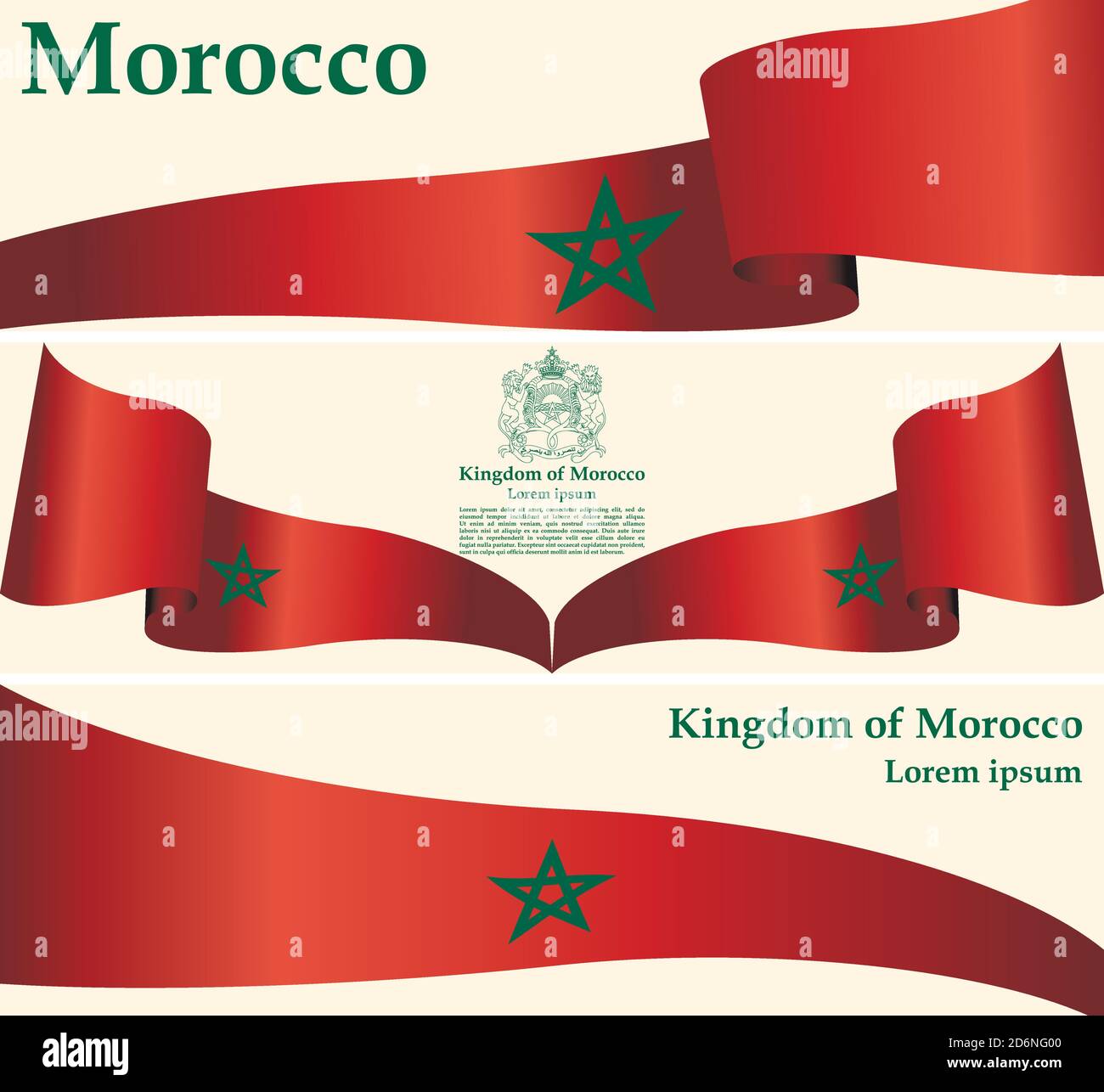 Drapeau du Maroc, Royaume du Maroc. Illustration vectorielle colorée et lumineuse Illustration de Vecteur