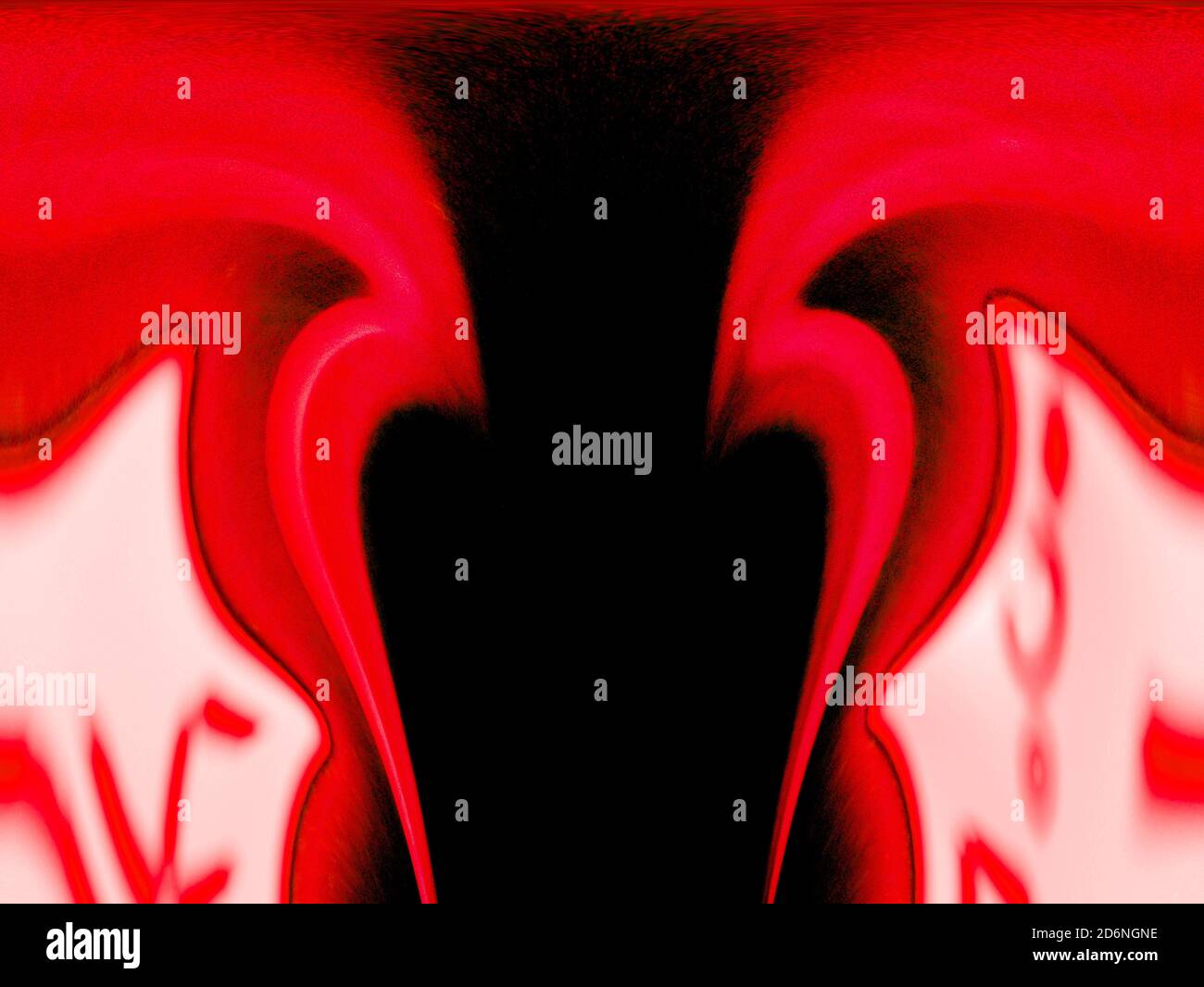 Magma volcanique rouge abstrait sur fond noir. Banque D'Images