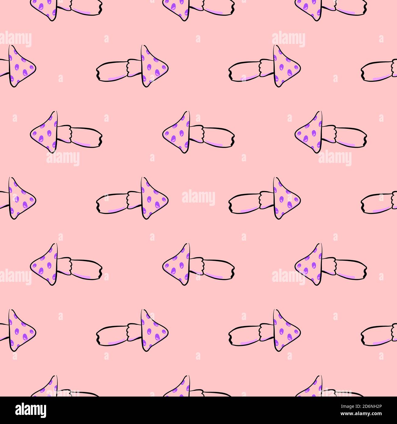 Petits champignons mignons, motif sans couture sur fond rose. Illustration de Vecteur