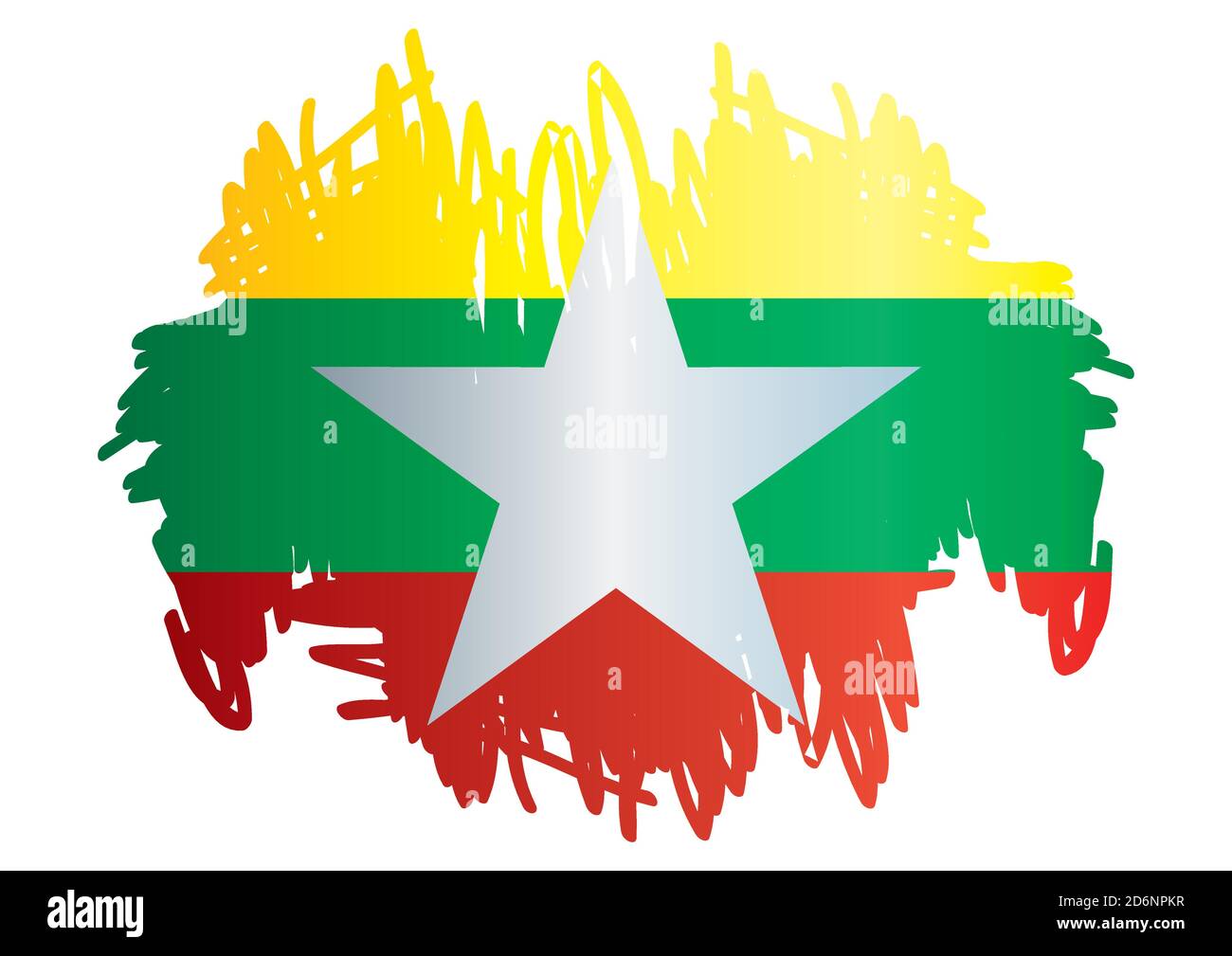 Drapeau du Myanmar, République de l'Union du Myanmar. Illustration vectorielle colorée et lumineuse Illustration de Vecteur
