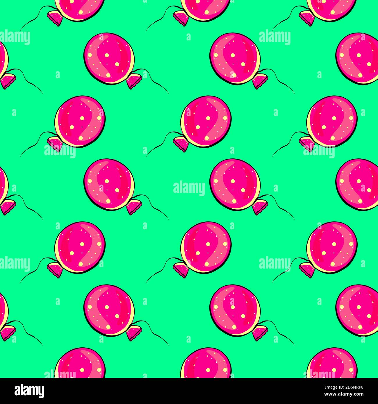 Ballon rose, motif sans couture sur fond vert. Illustration de Vecteur