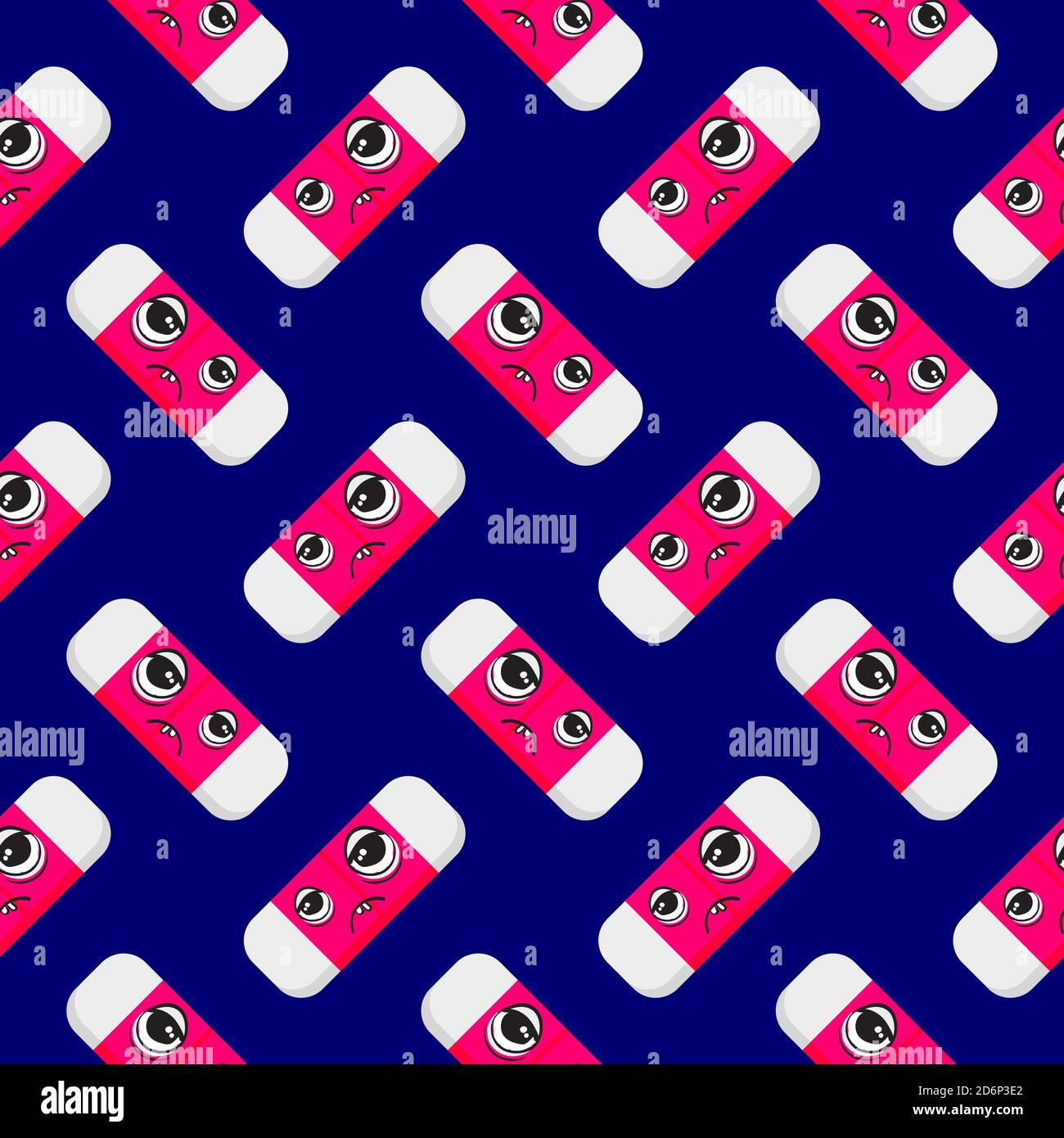 Gomme usée, motif sans couture sur fond bleu. Illustration de Vecteur