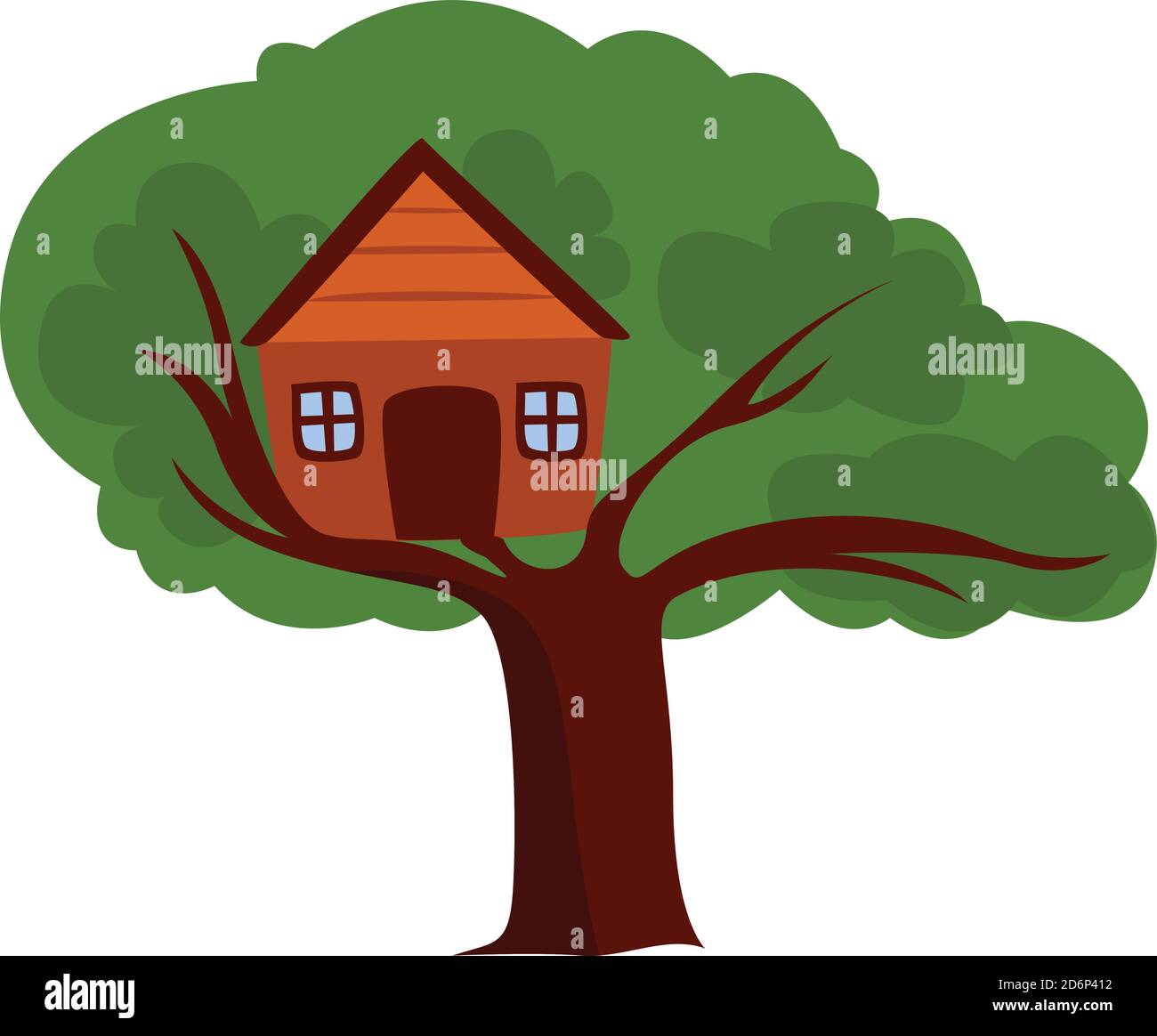 Maison d'arbre rouge, illustration, vecteur sur fond blanc Illustration de Vecteur