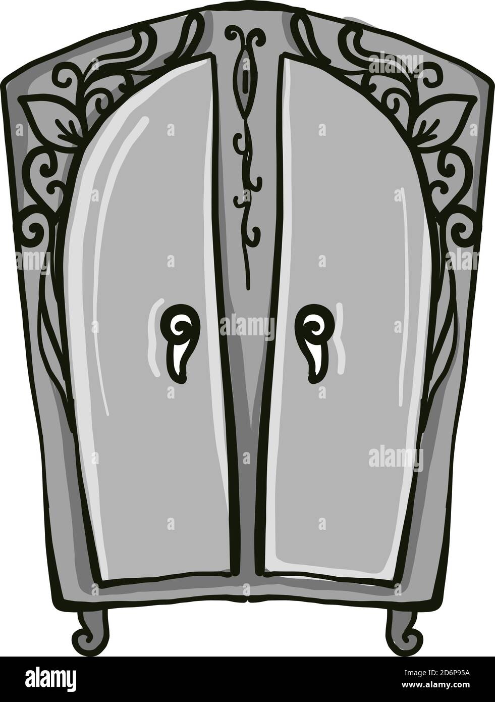 Commode argentée, illustration, vecteur sur fond blanc. Illustration de Vecteur