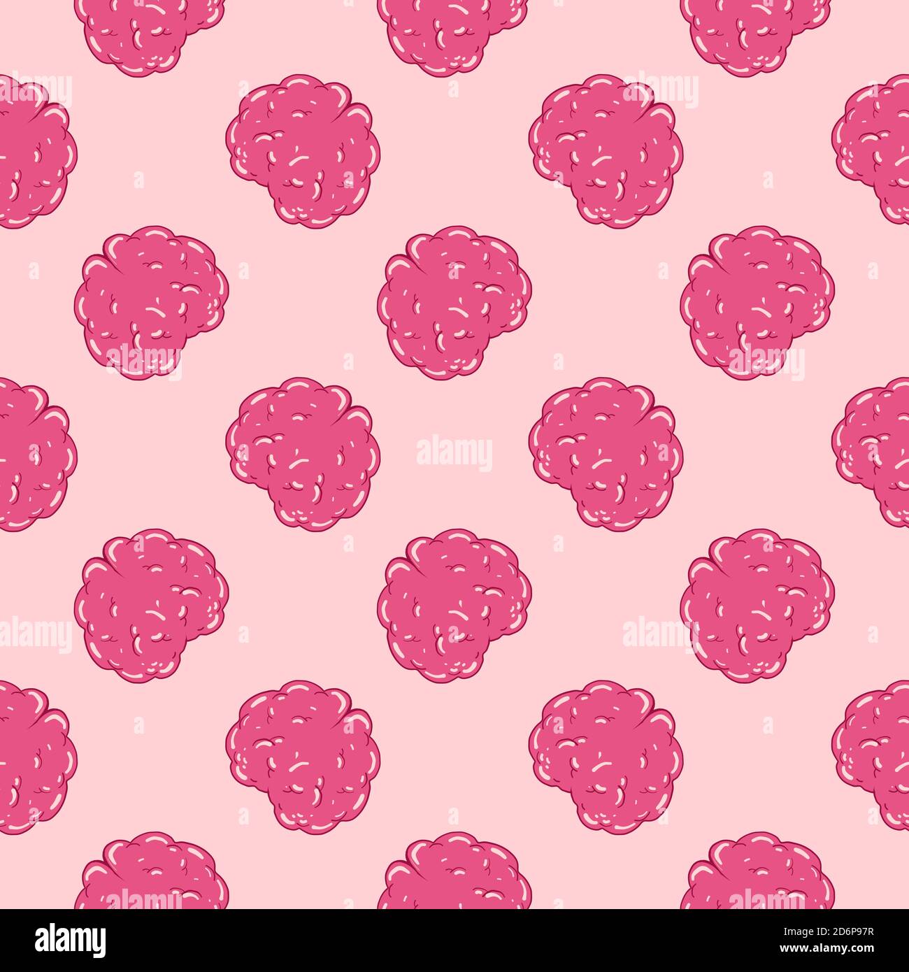 Petit cerveau rose, motif sans couture sur fond rose. Illustration de Vecteur