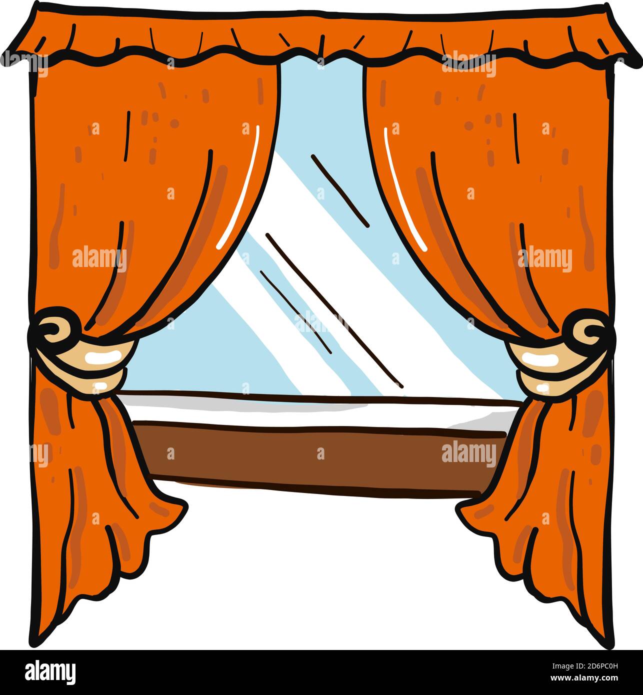 Rideaux orange, illustration, vecteur sur fond blanc. Illustration de Vecteur