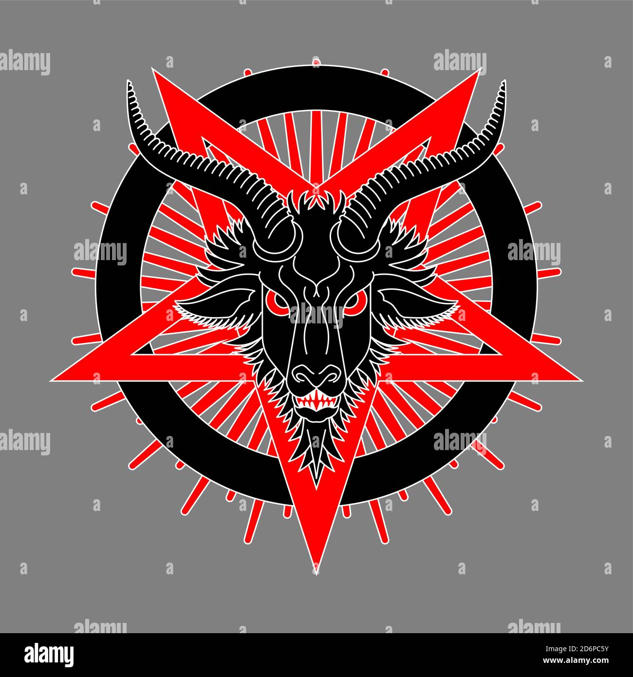 Tête de chèvre Baphomet. Symbole satanique. Satan avec démon 