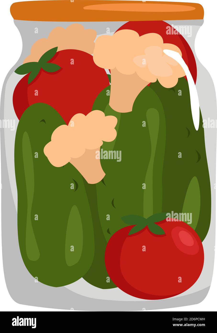 Salade de cornichons mélangée, illustration, vecteur sur fond blanc. Illustration de Vecteur