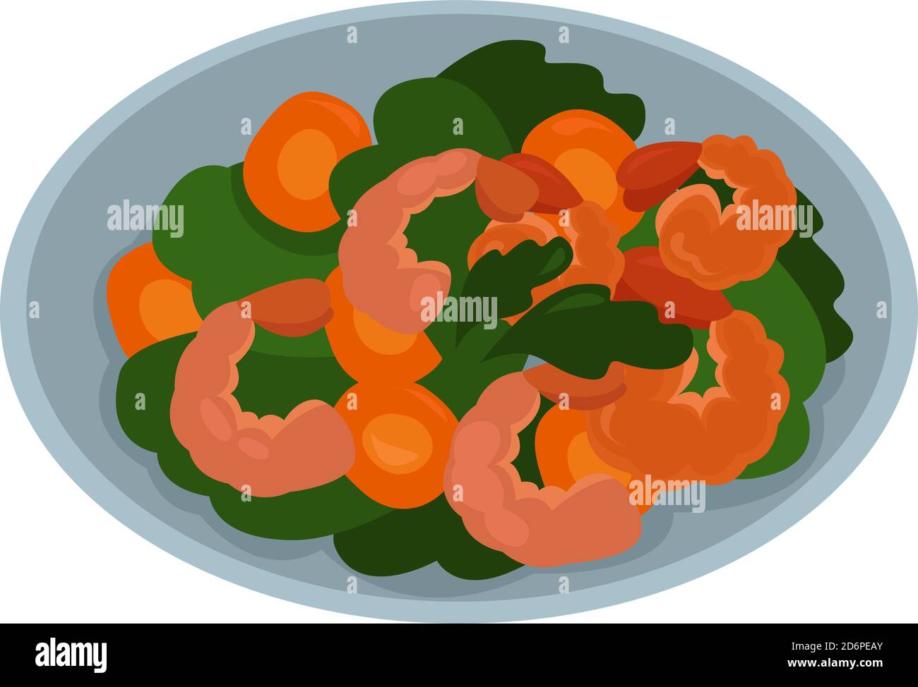 Salade de crevettes, illustration, vecteur sur fond blanc. Illustration de Vecteur