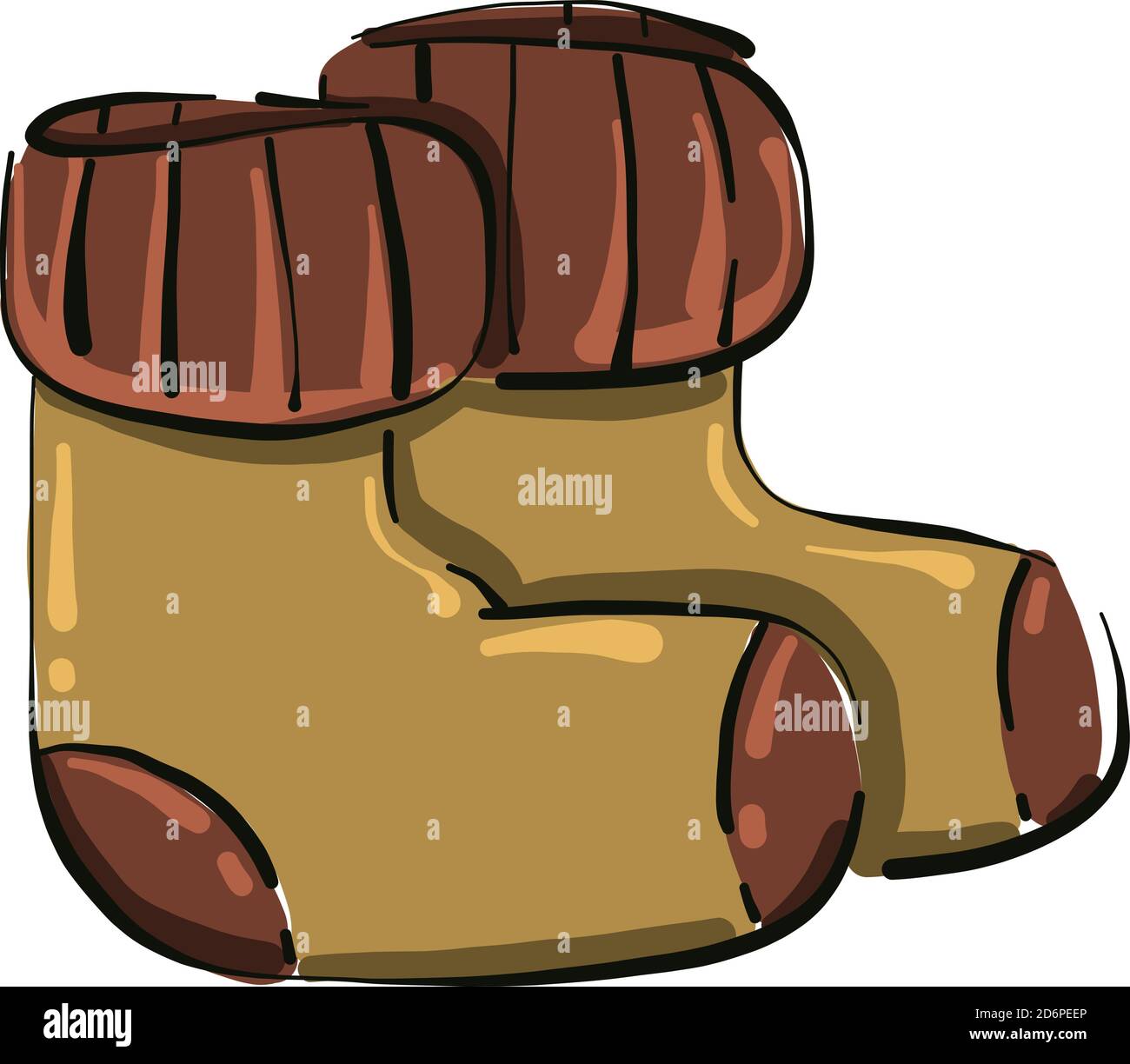 Vieilles chaussettes brunes, illustration, vecteur sur fond blanc. Illustration de Vecteur