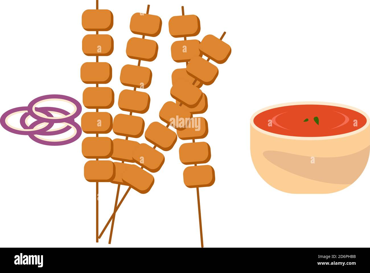 Satay savoureux, illustration, vecteur sur fond blanc. Illustration de Vecteur