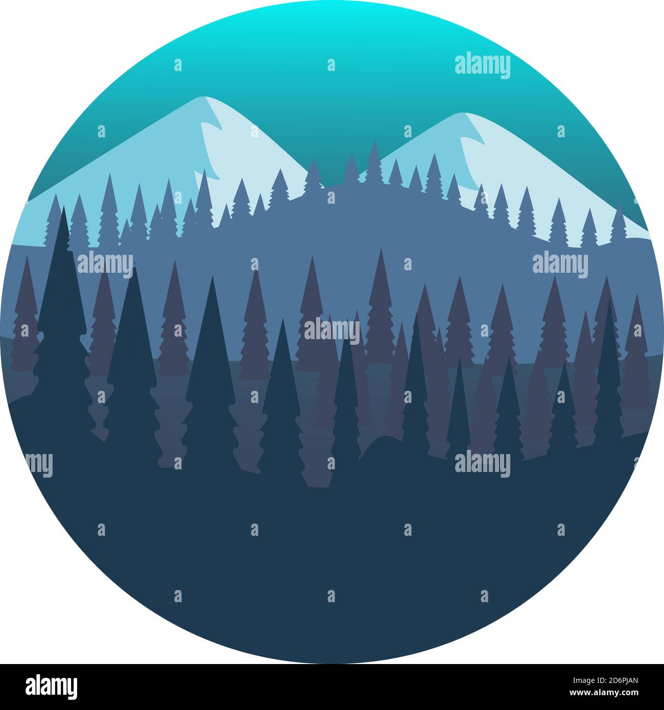Forêt dans l'obscurité, illustration, vecteur sur fond blanc. Illustration de Vecteur