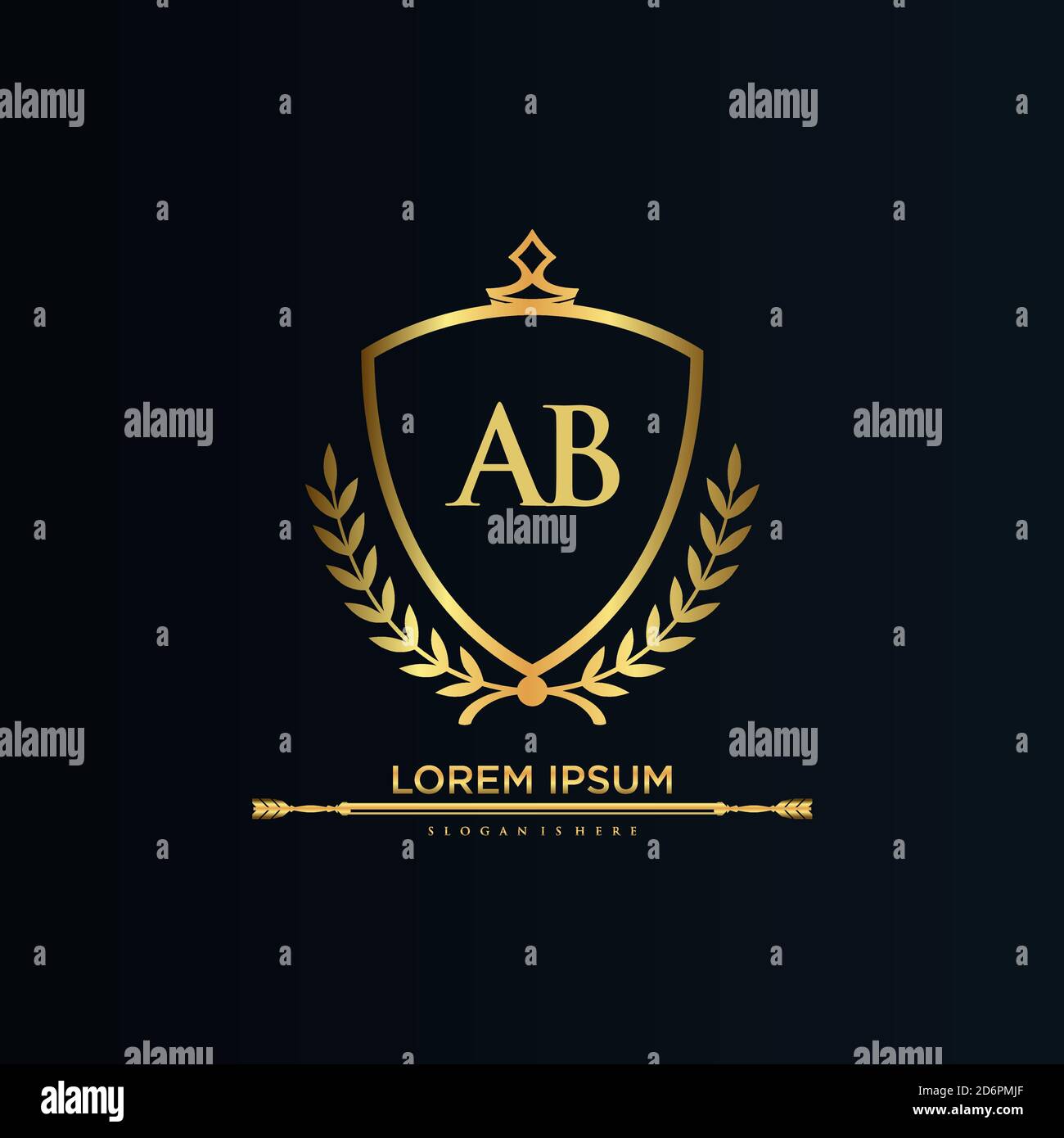 Lettre initiale AB avec gabarit Royal.élégant avec vecteur de logo de couronne, illustration vectorielle de logo de lettrage créatif. Illustration de Vecteur