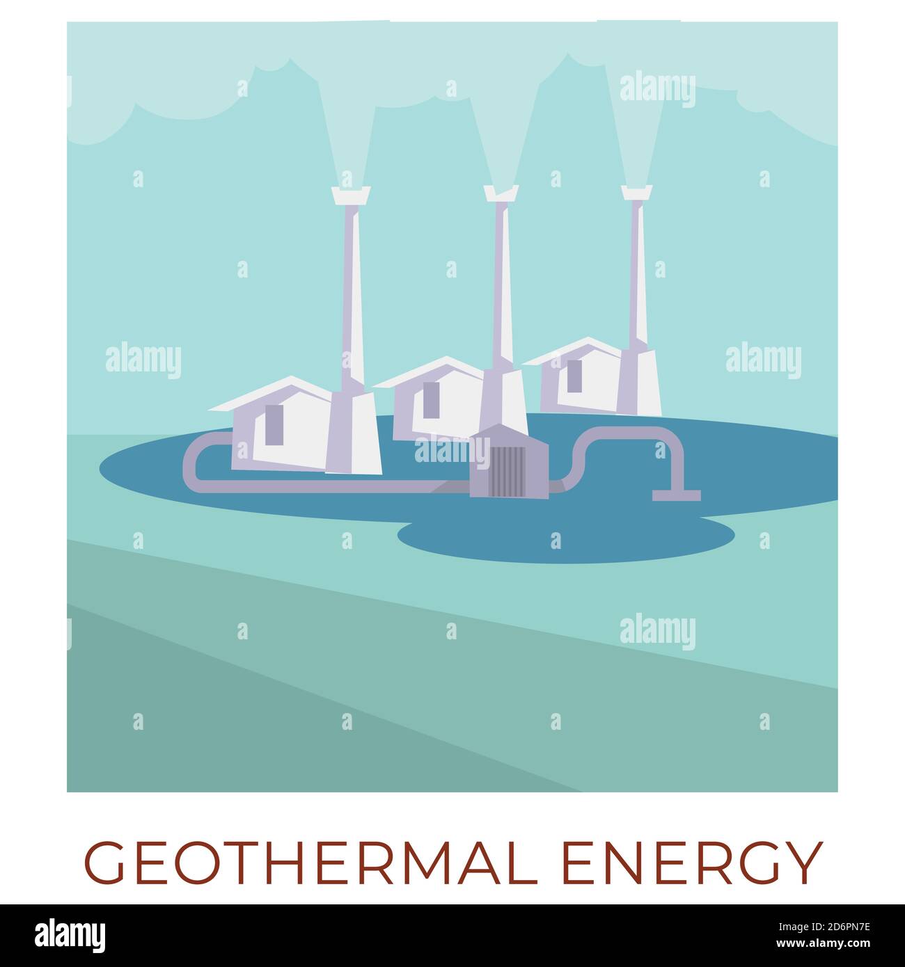 L'énergie géothermique, utilisant l'eau pour générer un vecteur de puissance Illustration de Vecteur
