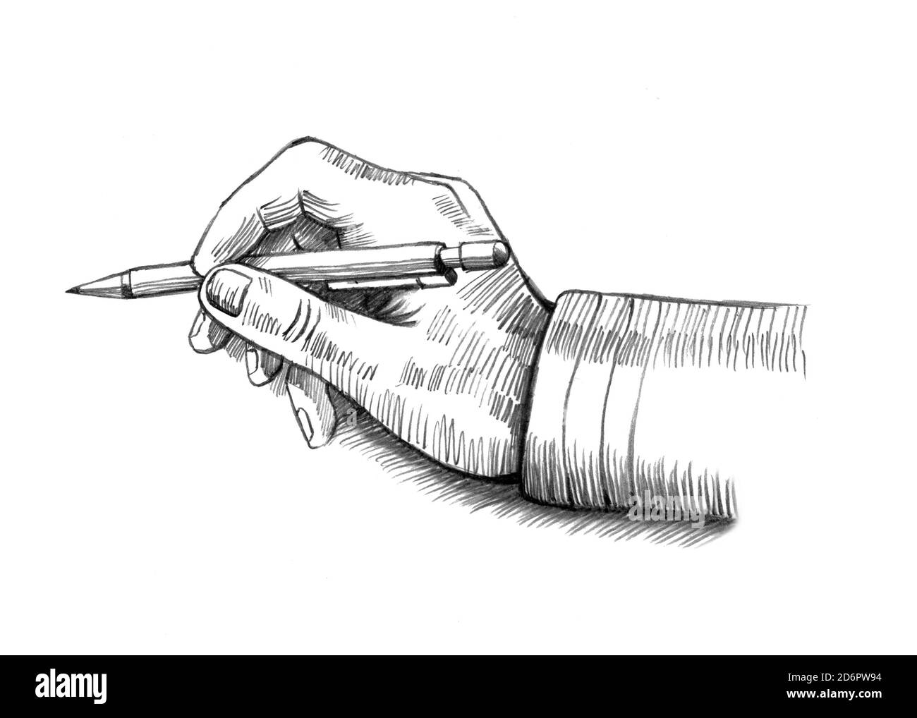 Illustration de la main tenant le stylo Banque D'Images