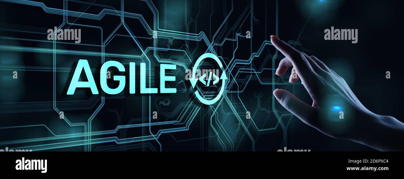 Méthodologie de développement Agile concept sur un écran virtuel. Technologie concept Banque D'Images