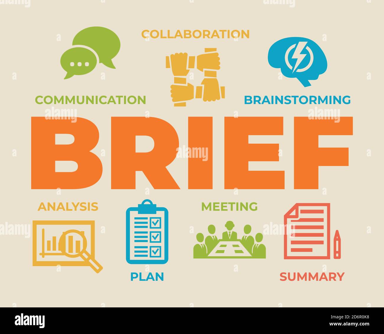 Brève notion avec icônes et signes Illustration de Vecteur