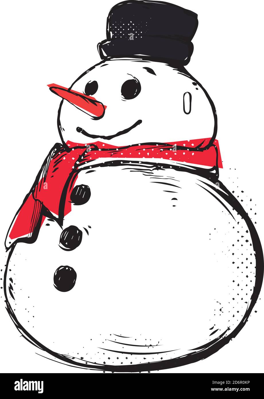 Bonhomme de neige drôle de dessin animé isolé sur fond blanc Illustration de Vecteur