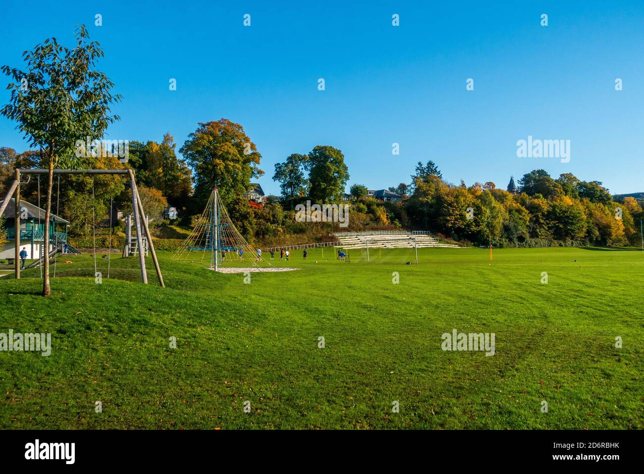 Le terrain de jeux et le parc de jeux de la ville de Pitlochry, Perthshire, Écosse, Royaume-Uni Banque D'Images