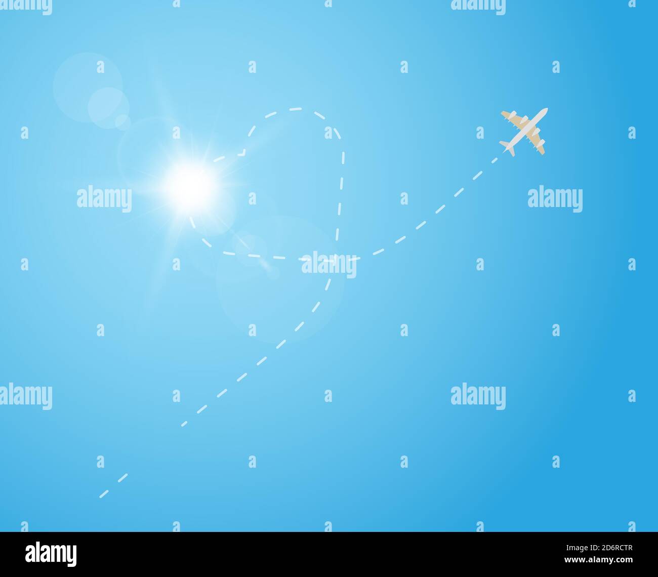Avion dans le ciel et en forme de coeur Illustration de Vecteur