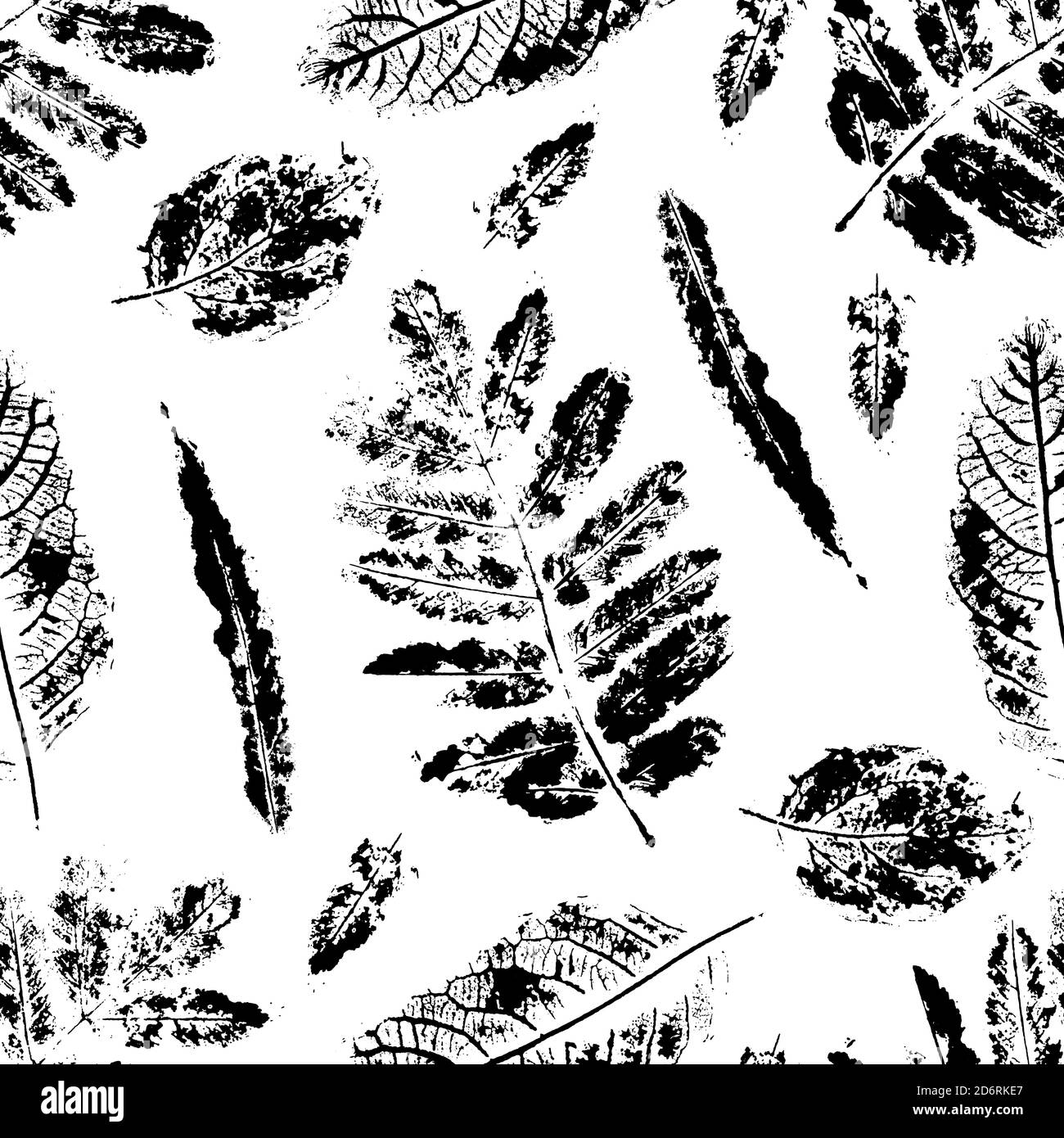 Motif plante foliaire monotype sans couture. Imprimé timbres botaniques, Illustration de Vecteur