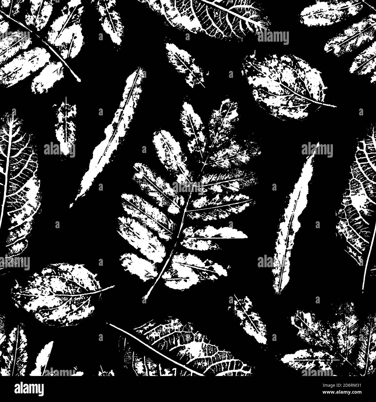 Motif plante foliaire monotype sans couture. Imprimé timbres botaniques, Illustration de Vecteur