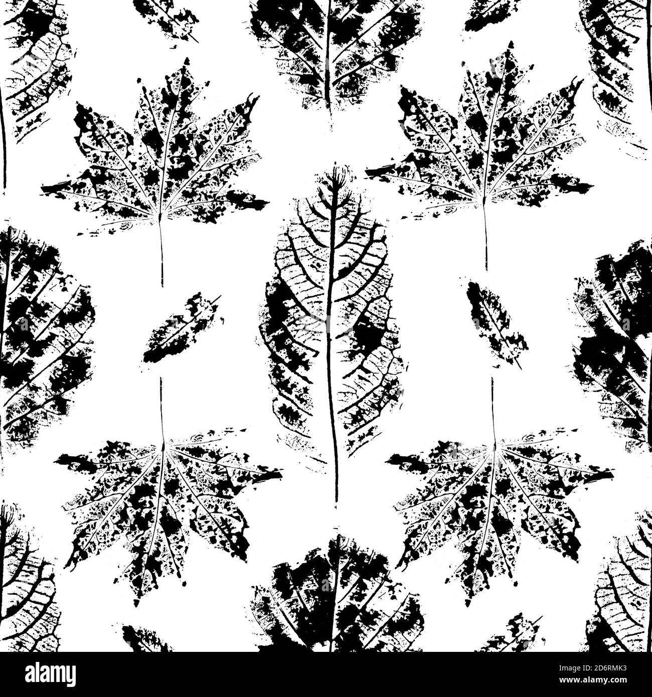 Motif plante foliaire monotype sans couture. Imprimé timbres botaniques, Illustration de Vecteur