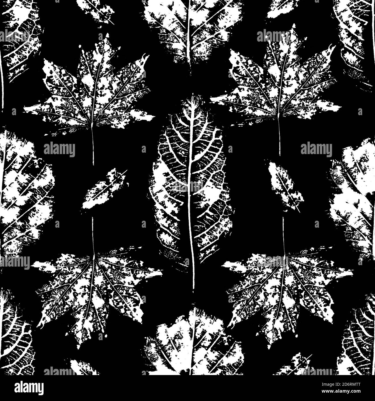 Motif plante foliaire monotype sans couture. Imprimé timbres botaniques, Illustration de Vecteur