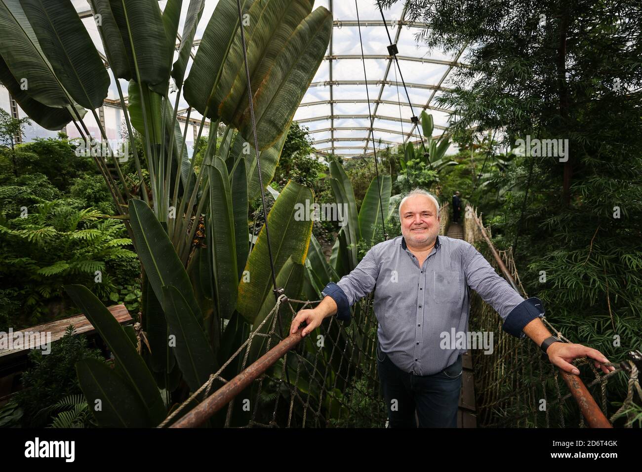 15 octobre 2020, Saxe, Leipzig: Jörg Junhold, directeur du zoo de Leipzig, se trouve dans la salle tropicale de Gondwanaland. Le directeur du zoo de Leipzig a reçu le prix le plus élevé de la communauté internationale des zoos le même jour. Junhold a reçu le Prix Heini Hediger 2020 pour ses réalisations zoologiques exceptionnelles au zoo de Leipzig et son engagement exemplaire envers les zoos et aquariums. A déclaré le Président de l'Association mondiale des zoos et aquariums (WAZA). Photo: Jan Woitas/dpa-Zentralbild/dpa Banque D'Images