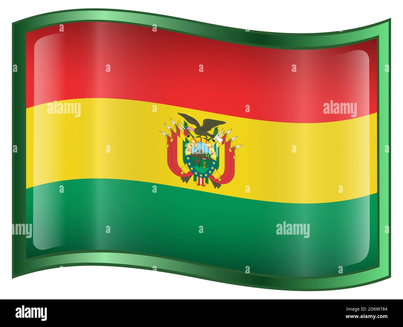 L'icône du drapeau de la Bolivie, isolé sur fond blanc. Banque D'Images