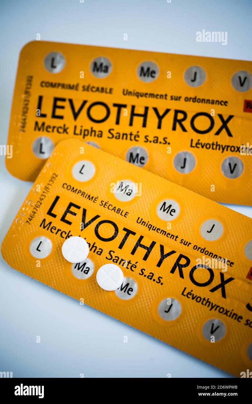 Levothyrox ®, traitement de l'hypothyroïdie. Banque D'Images