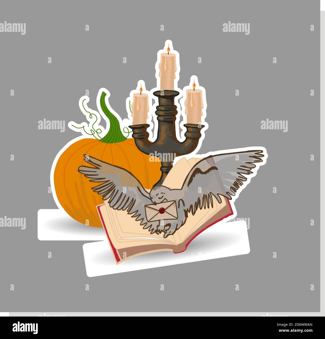 Autocollant Halloween. Composition d'Halloween. Article d'automne Illustration de Vecteur
