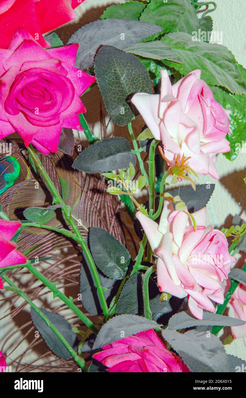 Roses artificielles. Roses éternelles. Décorations de mariage, fleur Banque D'Images