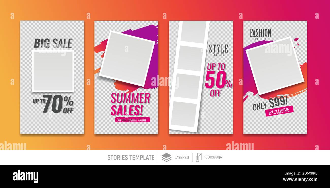 Modèles modifiables pour les articles sur les réseaux sociaux. Histoire Instagram. Contours de fond. Place pour votre photo et votre texte. Conception vectorielle Illustration de Vecteur