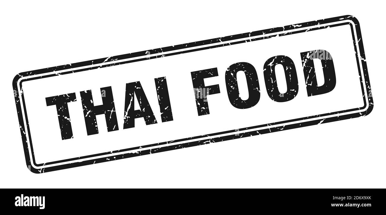 timbre de nourriture thaï. panneau carré de grunge isolé sur fond blanc Illustration de Vecteur