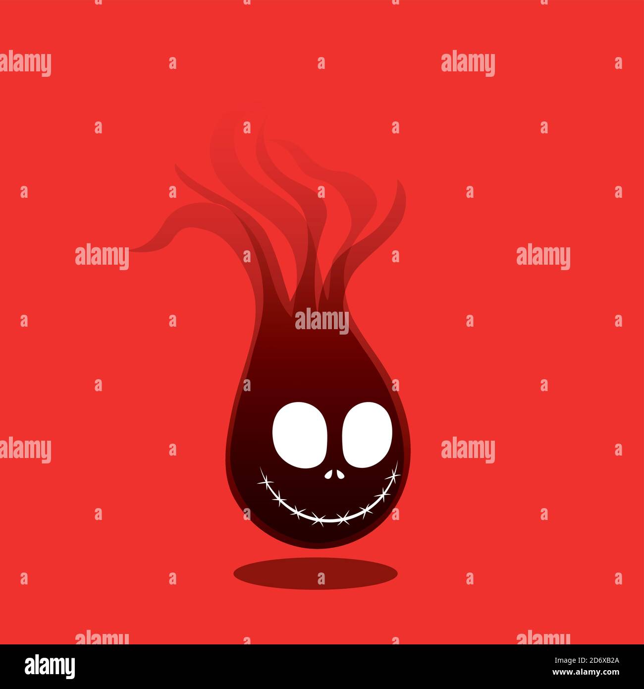 Personnage de Halloween Wandering Daemon isolé sur fond rouge Illustration de Vecteur