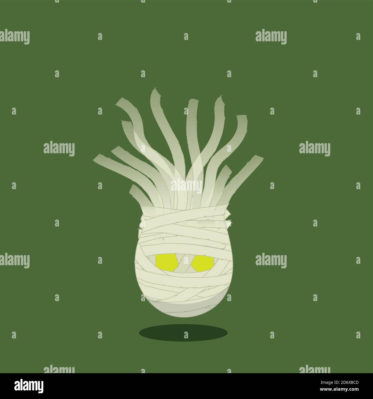 Halloween Wandering Mummy personnage isolé sur fond vert Illustration de Vecteur