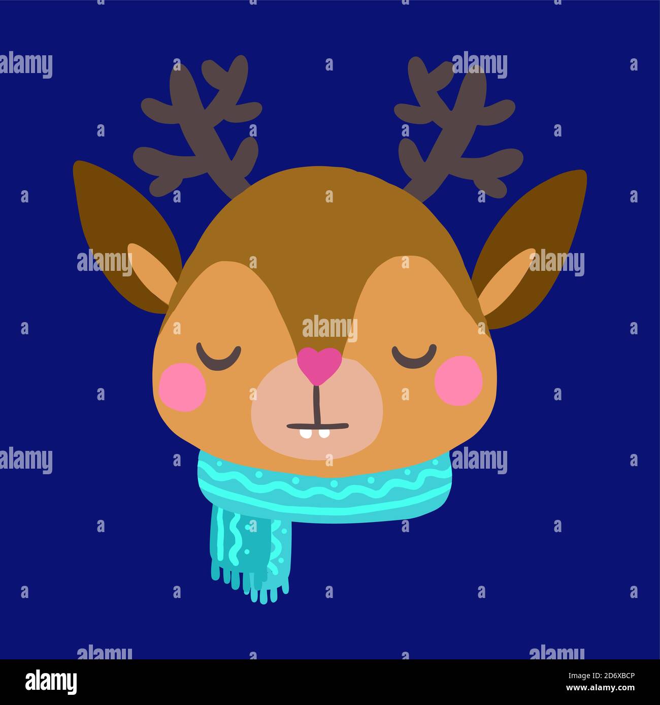 Le visage d'un cerf de Noël avec des bois et une écharpe Image Vectorielle  Stock - Alamy
