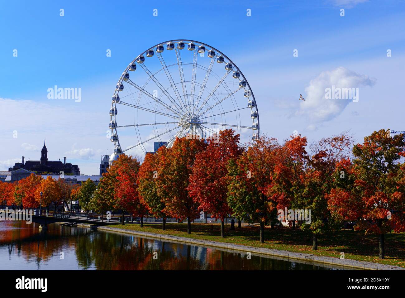 Les couleurs de l'automne dans le vieux montréal une vue magnifique de l'ancien roue bâbord Banque D'Images