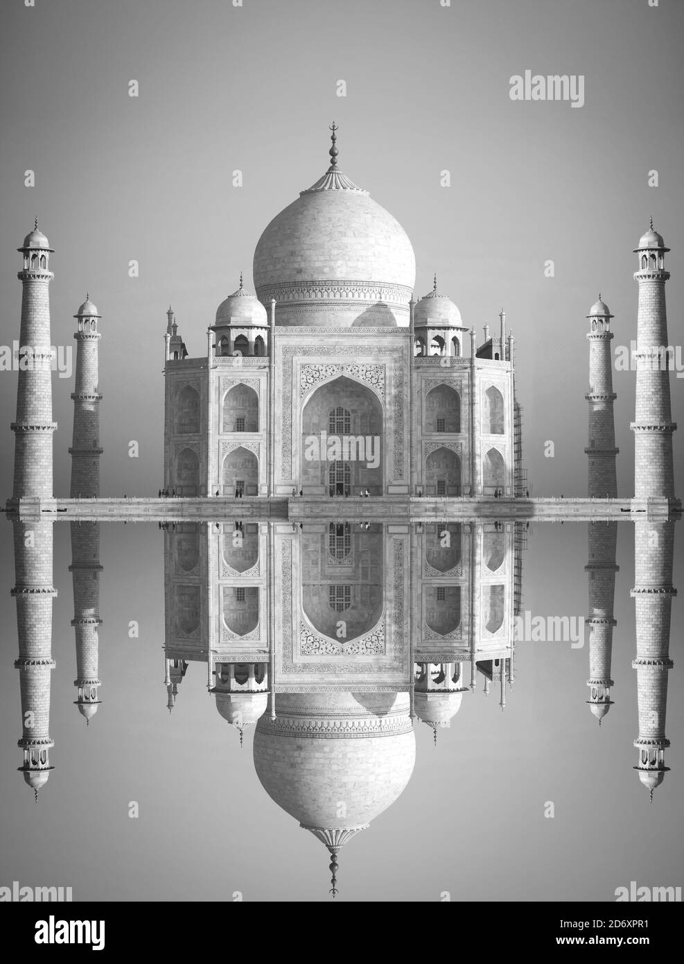 Photo en noir et blanc. Taj Mahal . ville d'Agra, Uttar Pradesh. Banque D'Images