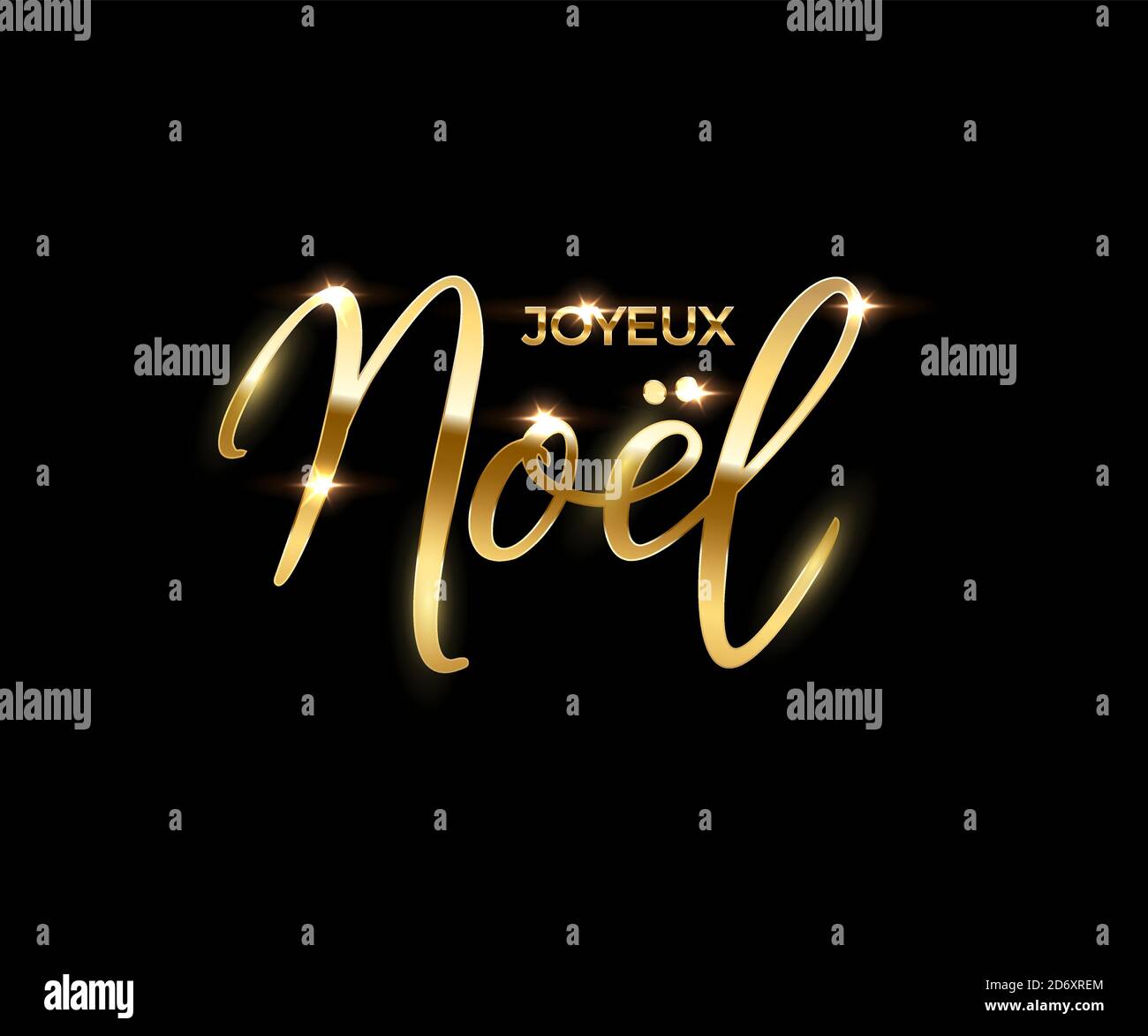 Modèle de design de luxe pour Noël français. Golden vector Joyeux Noel texte isolé sur fond noir. Illustration de Vecteur