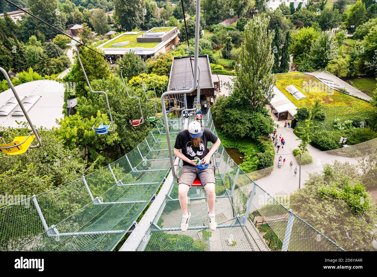 Prague, République tchèque - 16 août 2020. Funiculaire pour les visiteurs dans le jardin zoologique Banque D'Images